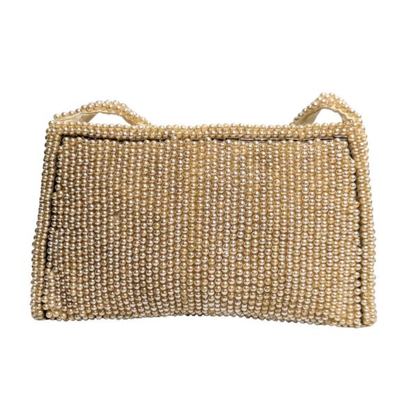 Vintage Mini Pearl Champagne Evening Handbag - Picture 3 of 6